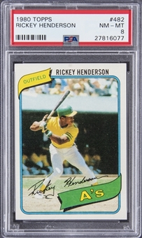 1980 Topps #482 Rickey Henderson Rookie Card - PSA NM-MT 8